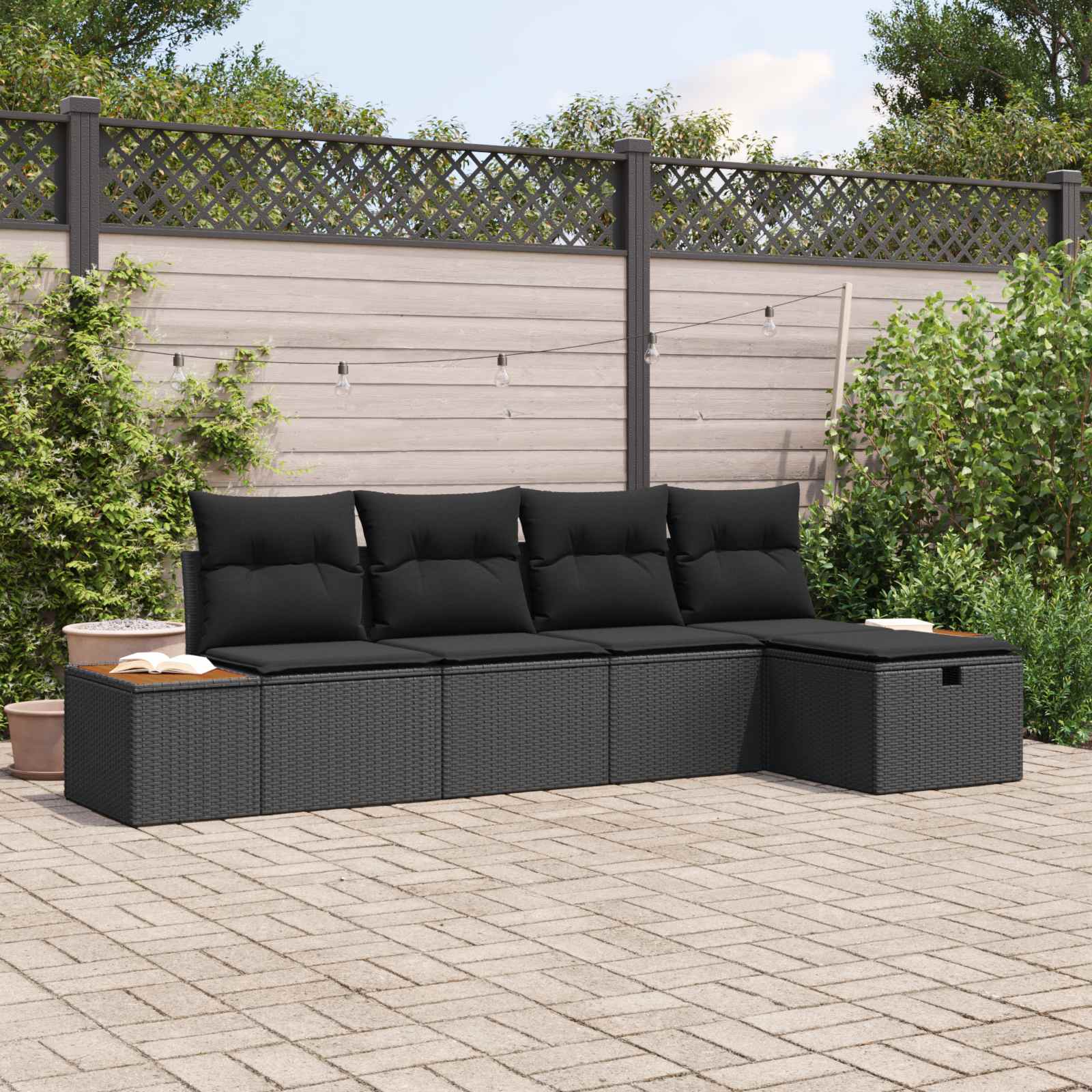 Gartensofa-set 6 stk. Schwarz Poly-Rattan