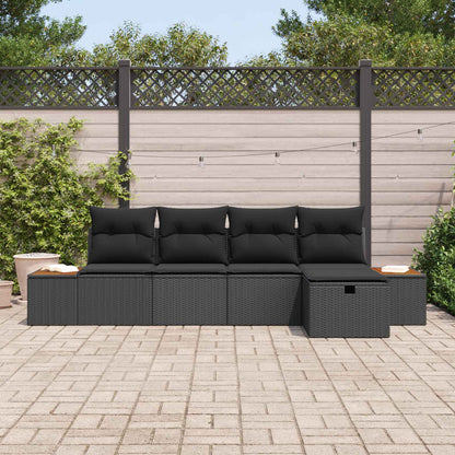 Gartensofa-set 6 stk. Schwarz Poly-Rattan