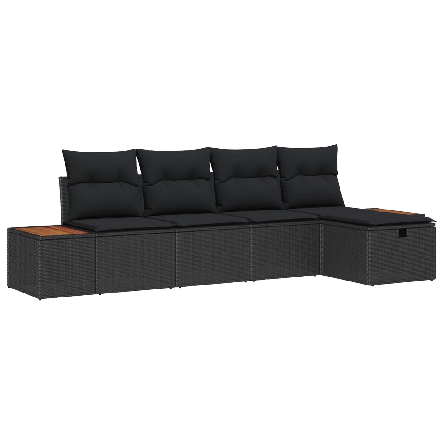 Gartensofa-set 6 stk. Schwarz Poly-Rattan