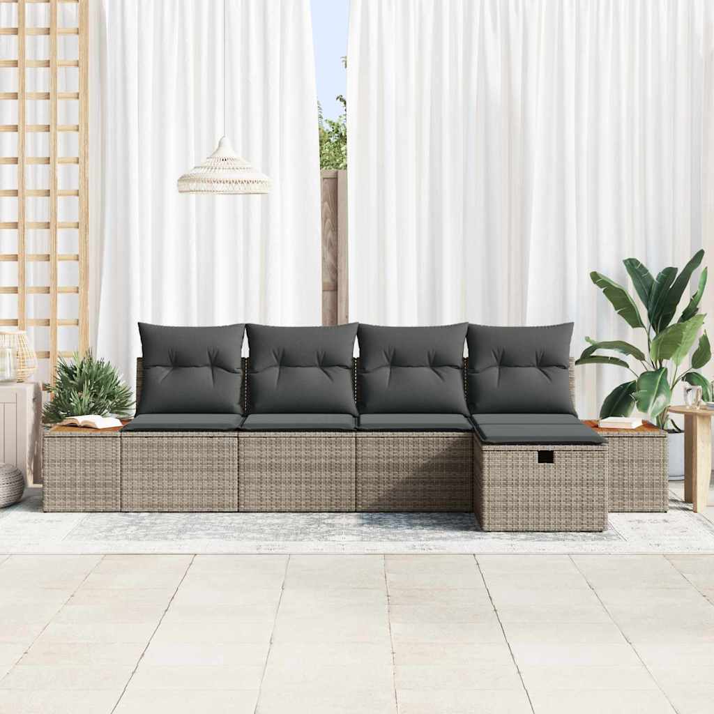 Gartensofa-set 6 stk. Grau Poly-Rattan