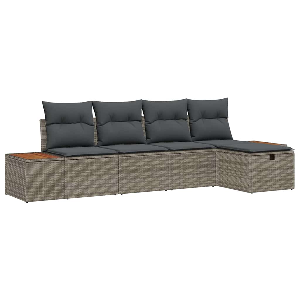 Gartensofa-set 6 stk. Grau Poly-Rattan