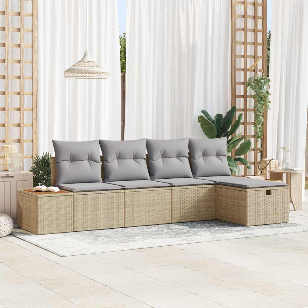 Gartensofa-set 6 stk. Beige Poly-Rattan