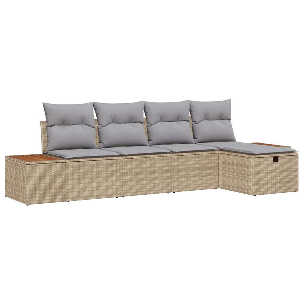 Gartensofa-set 6 stk. Beige Poly-Rattan
