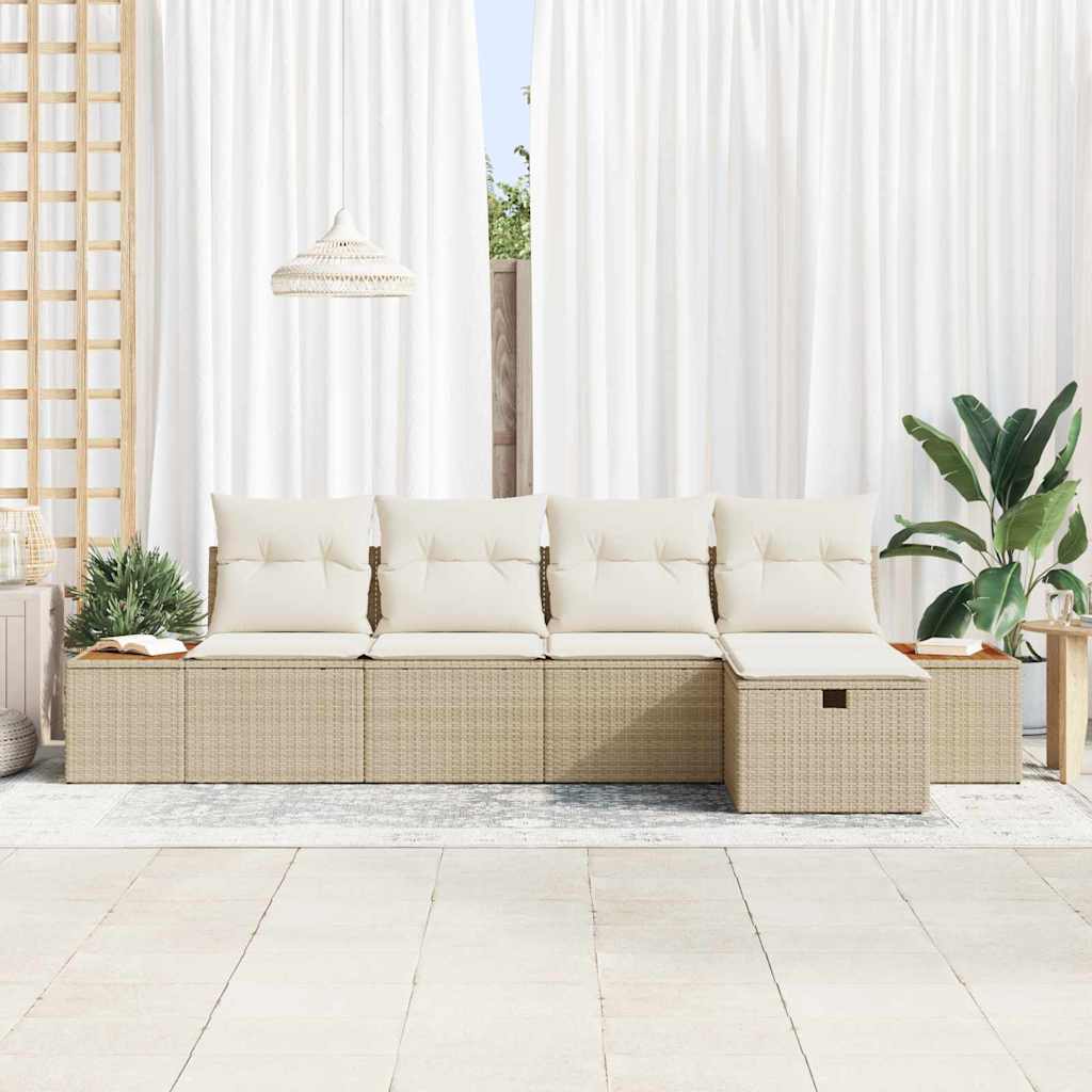 Gartensofa-set 6 stk. Beige Poly-Rattan