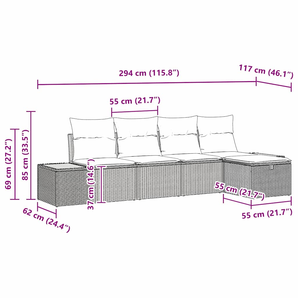 Gartensofa-set 6 stk. Beige Poly-Rattan