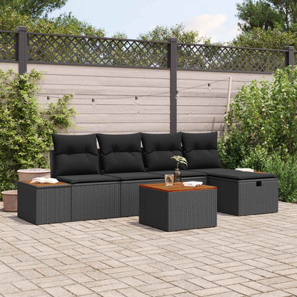 Gartensofa-set 6 stk. Schwarz Poly-Rattan