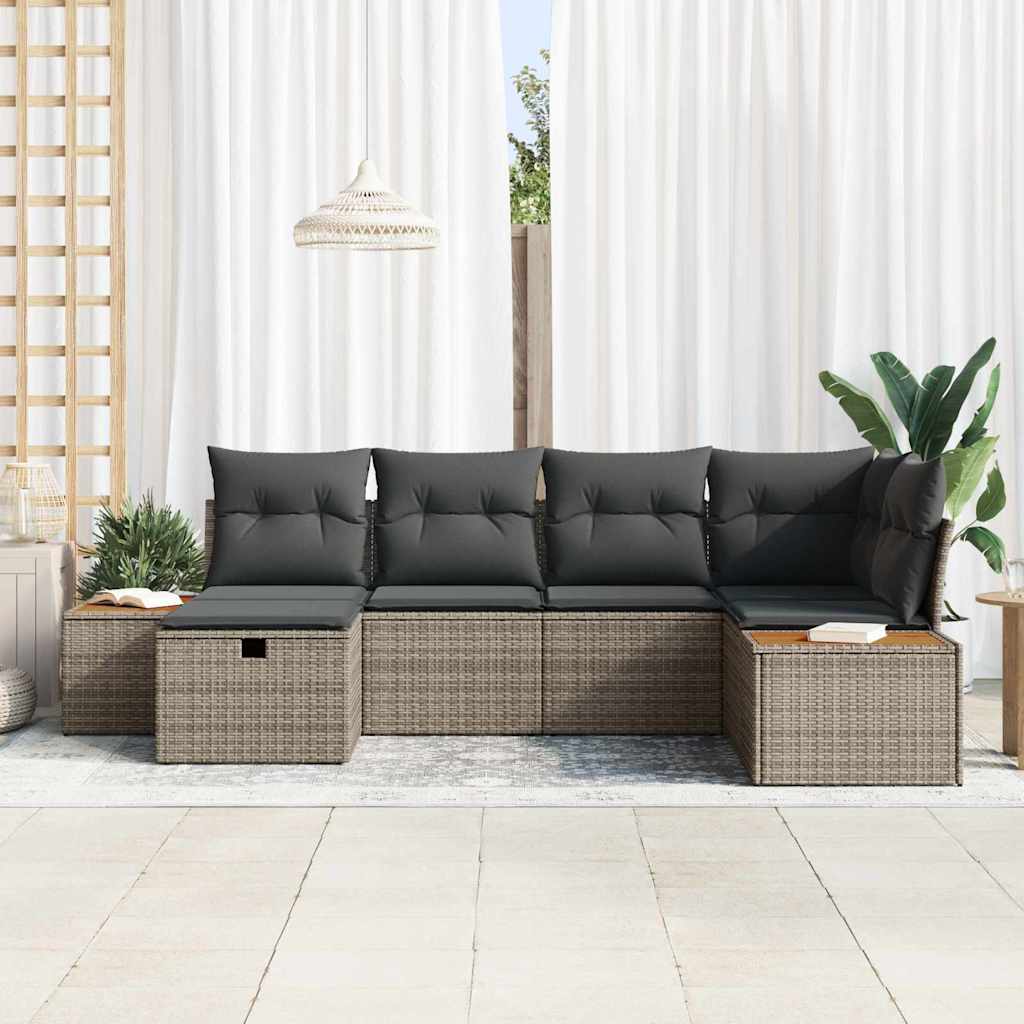 Gartensofa-set Grau Poly-Rattan