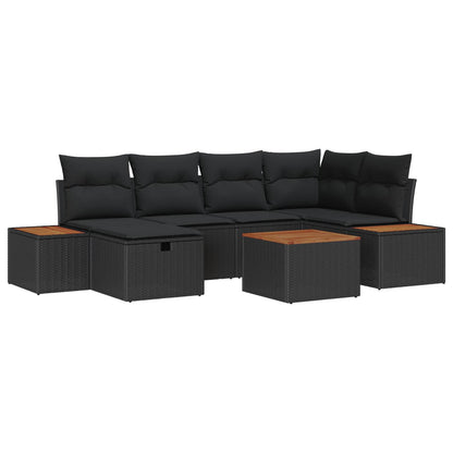 Gartensofa-set 7 stk. Schwarz Poly-Rattan