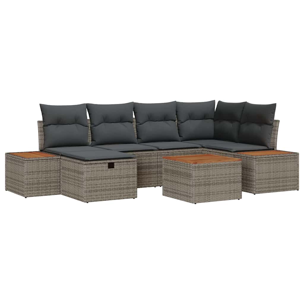 Gartensofa-set 7 stk. Grau Poly-Rattan