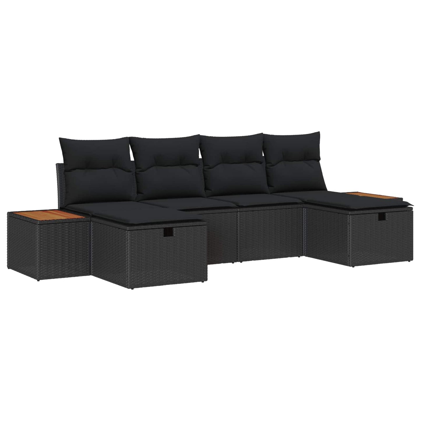 Gartensofa-set 6 stk. Schwarz Poly-Rattan