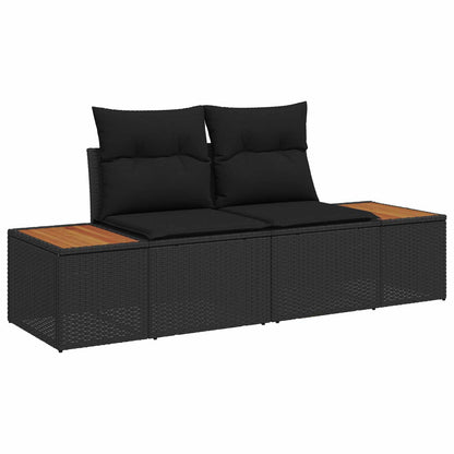 Gartensofa-set 6 stk. Schwarz Poly-Rattan