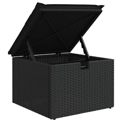 Gartensofa-set mit Kissen mit Speicher Schwarz Poly-Rattan