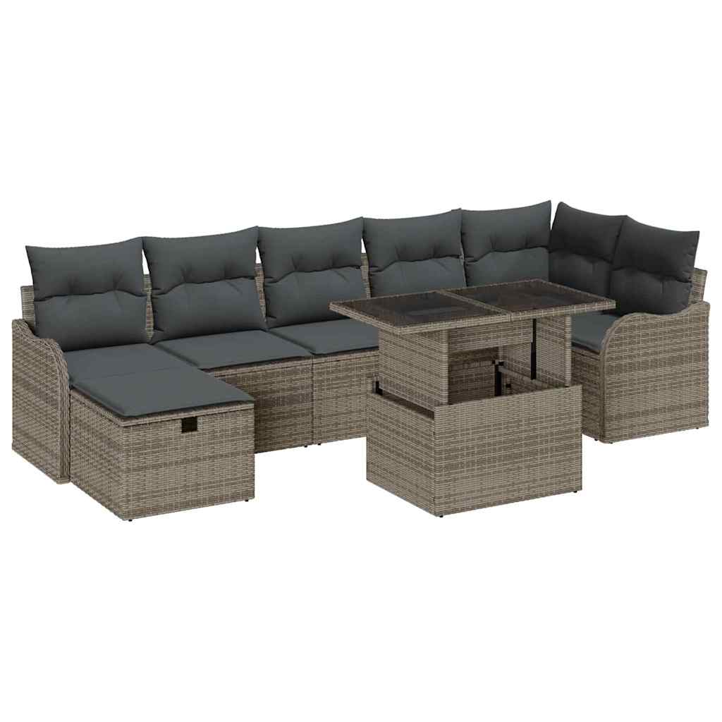 Gartensofa-set 8 stk. Grau Poly-Rattan