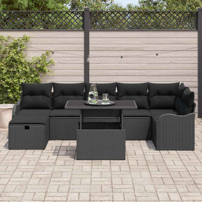 Gartensofa-set 8 stk. Schwarz Poly-Rattan