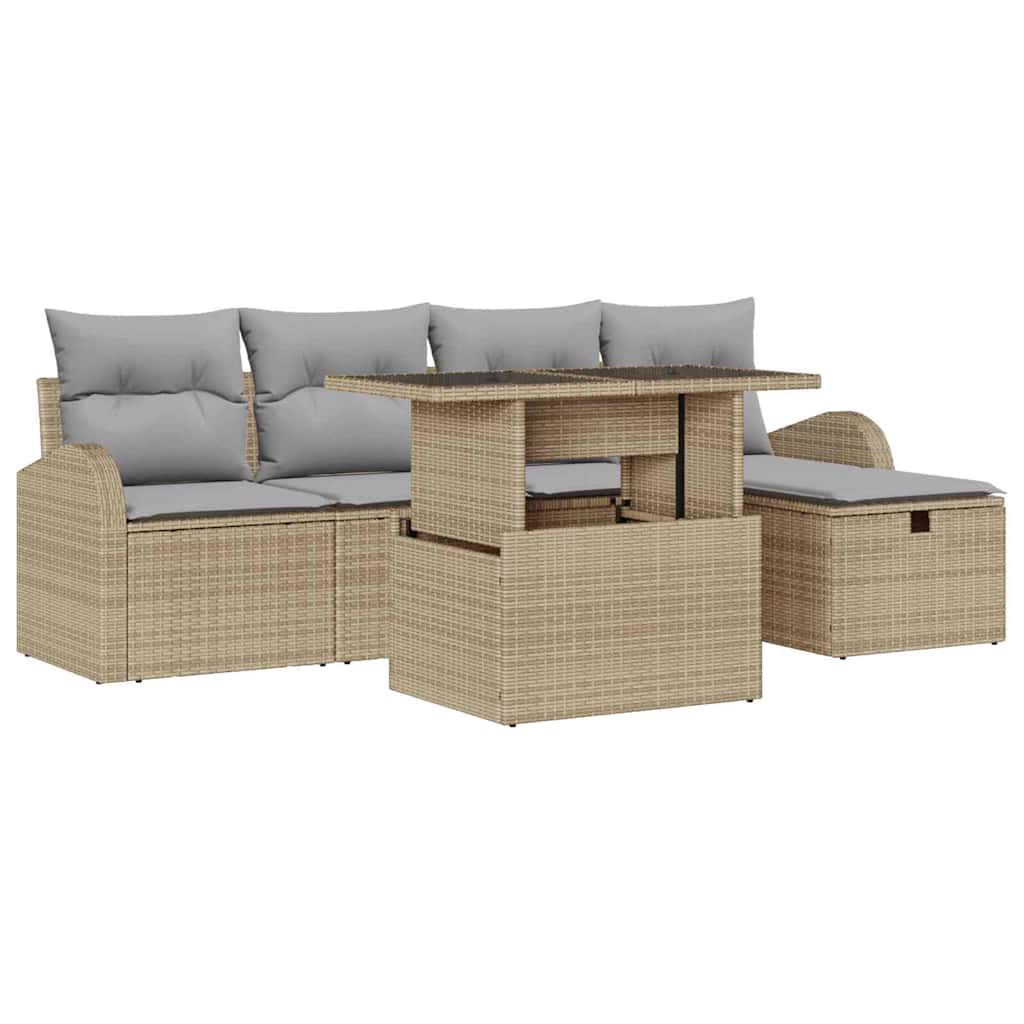 Gartensofa-set 6 stk. Beige Poly-Rattan
