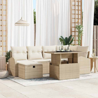 Gartensofa-set 7 stk. Beige Poly-Rattan