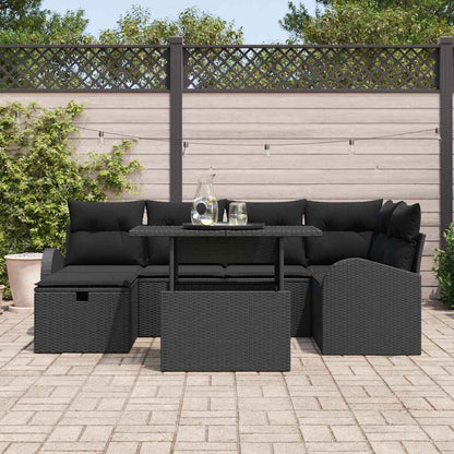 Gartensofa-set 7 stk. Schwarz Poly-Rattan