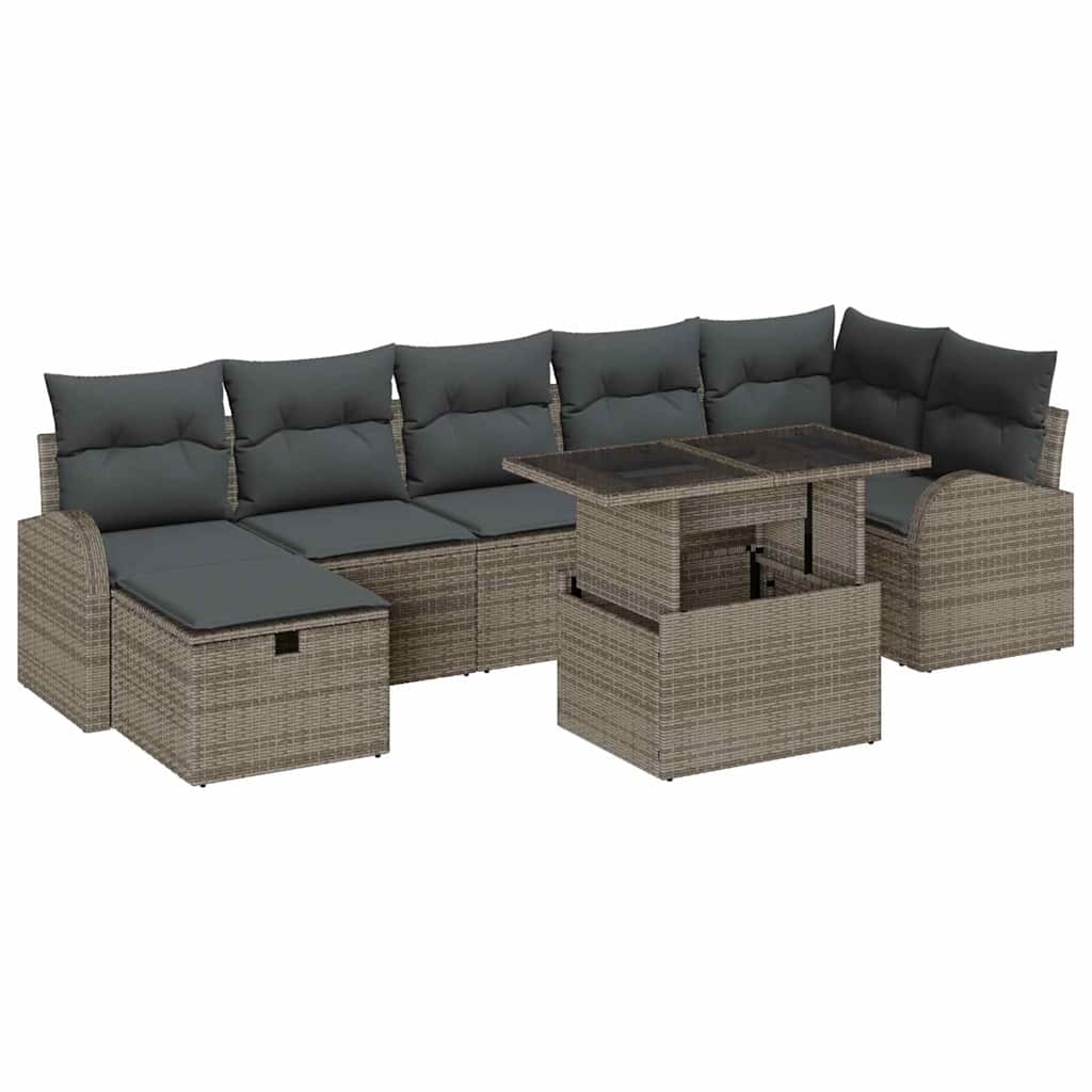 Gartensofa-set 8 stk. Grau Poly-Rattan