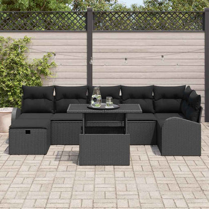 Gartensofa-set 8 stk. Schwarz Poly-Rattan