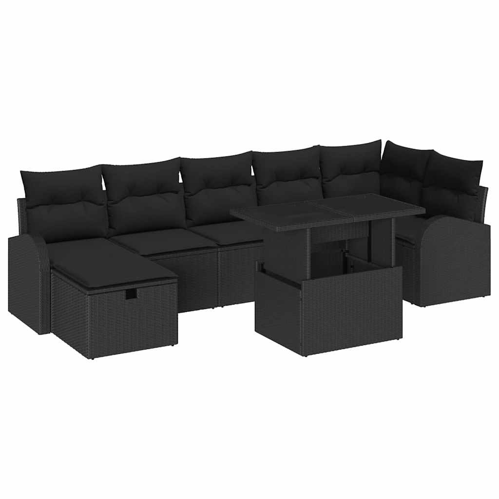 Gartensofa-set 8 stk. Schwarz Poly-Rattan