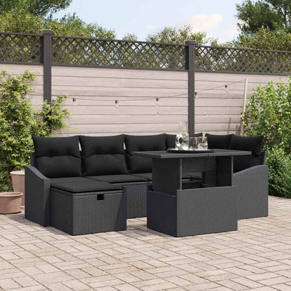 Gartensofa-set 7 stk. Schwarz Poly-Rattan