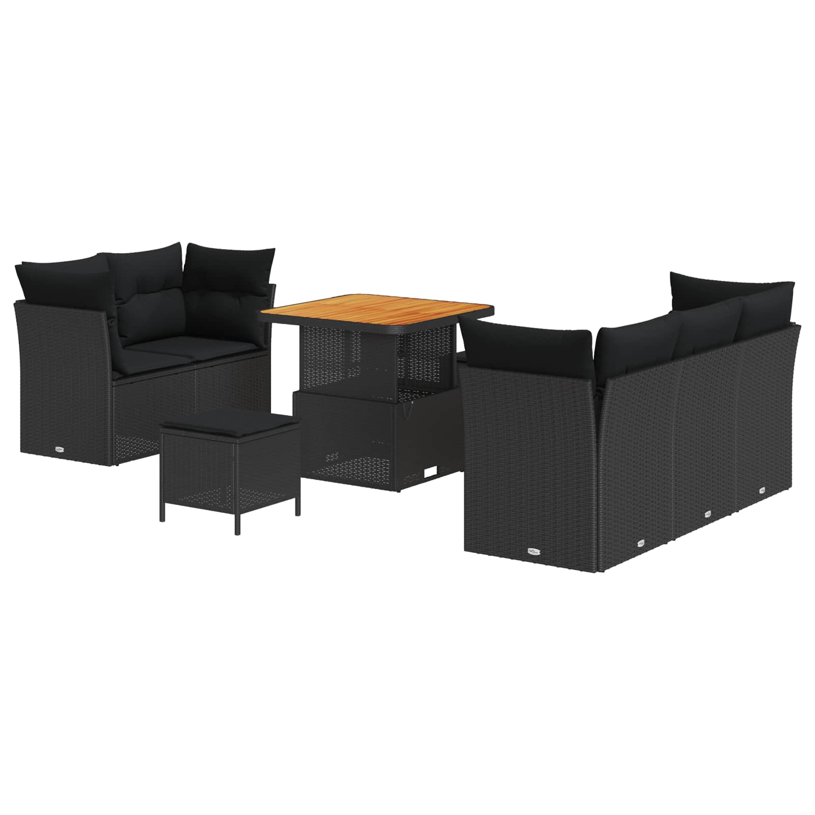 Gartensofa-set 8 Stk. Schwarz Poly-Rattan