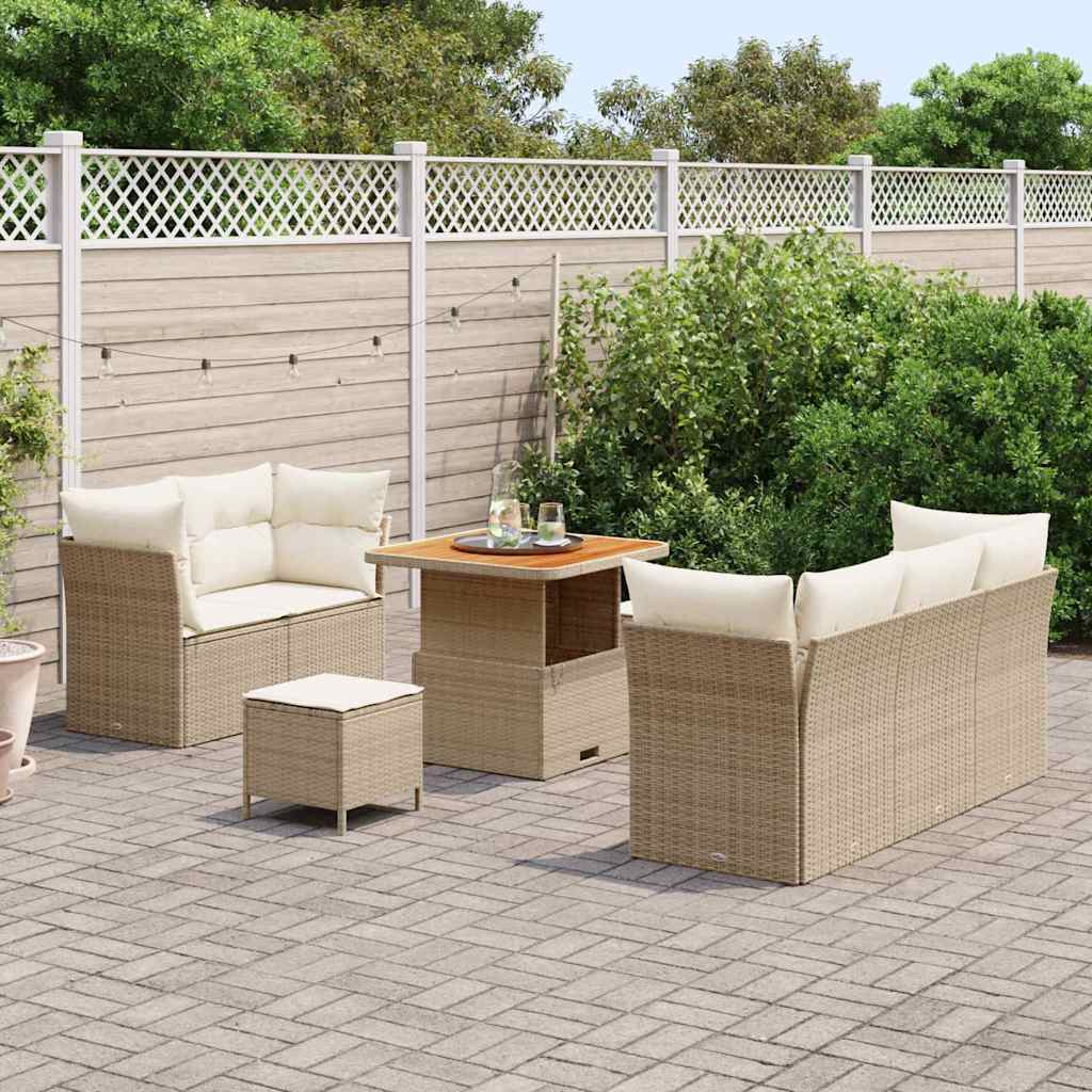 Gartensofa-set 8 stk. Beige Poly-Rattan