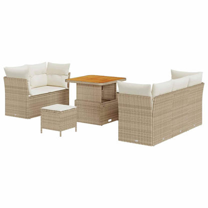 Gartensofa-set 8 stk. Beige Poly-Rattan