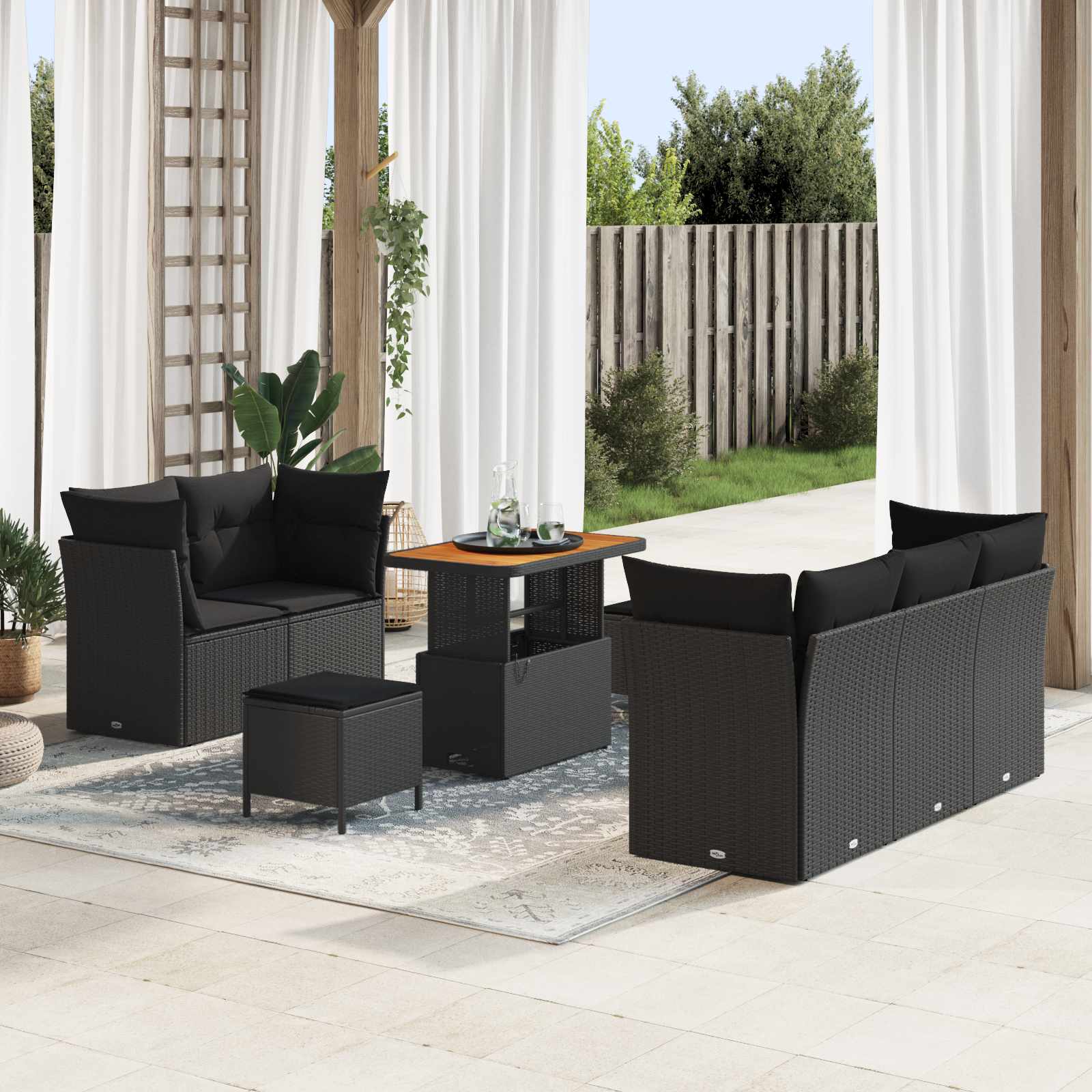 Gartensofa-set 8 stk. Schwarz Poly-Rattan