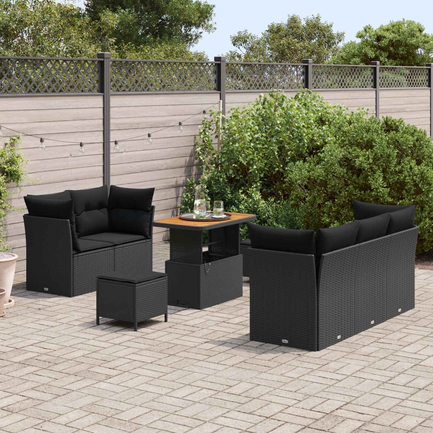 Gartensofa-set 8 stk. Schwarz Poly-Rattan