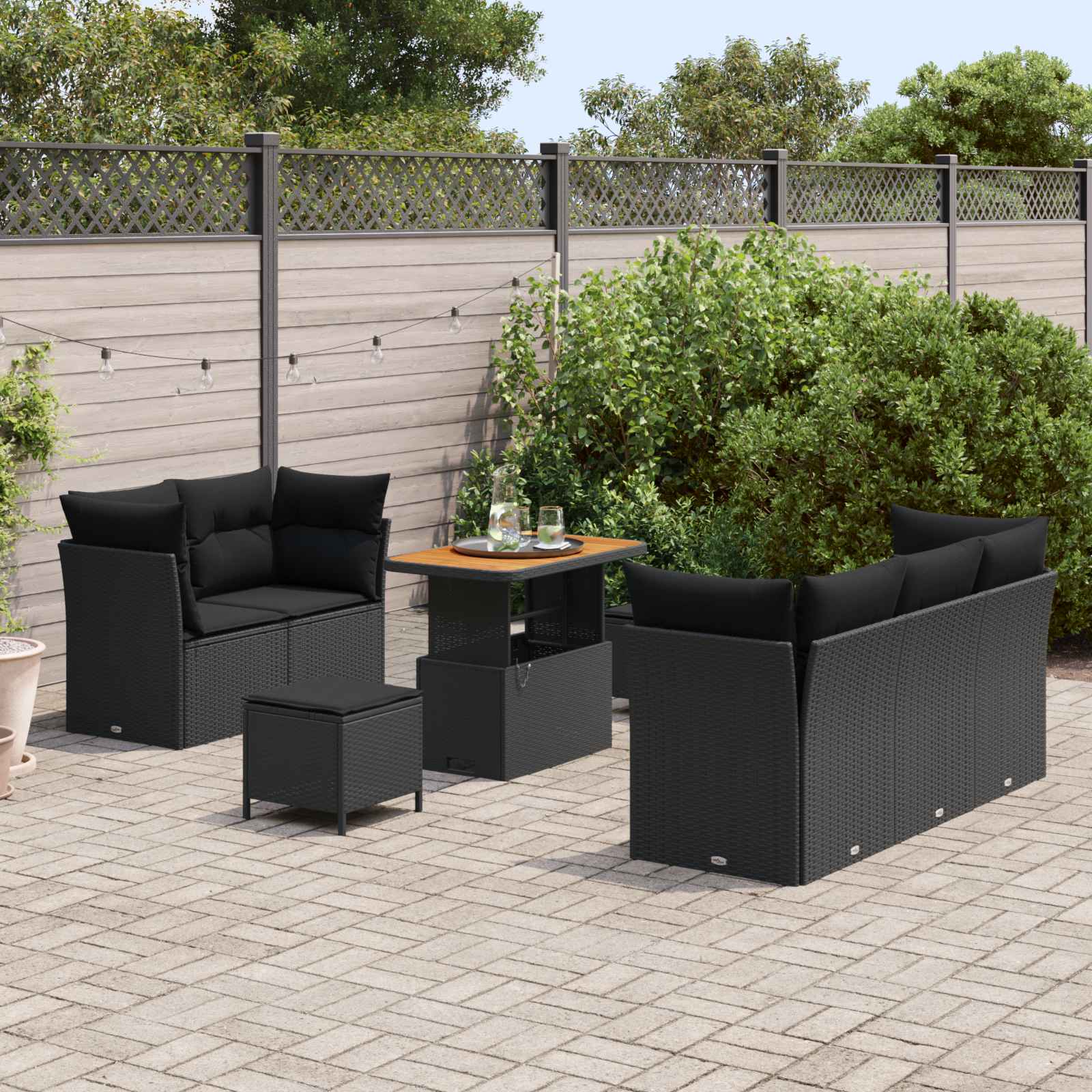 Gartensofa-set 8 stk. Schwarz Poly-Rattan