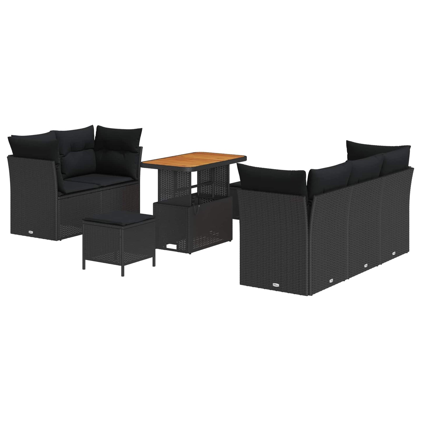 Gartensofa-set 8 stk. Schwarz Poly-Rattan