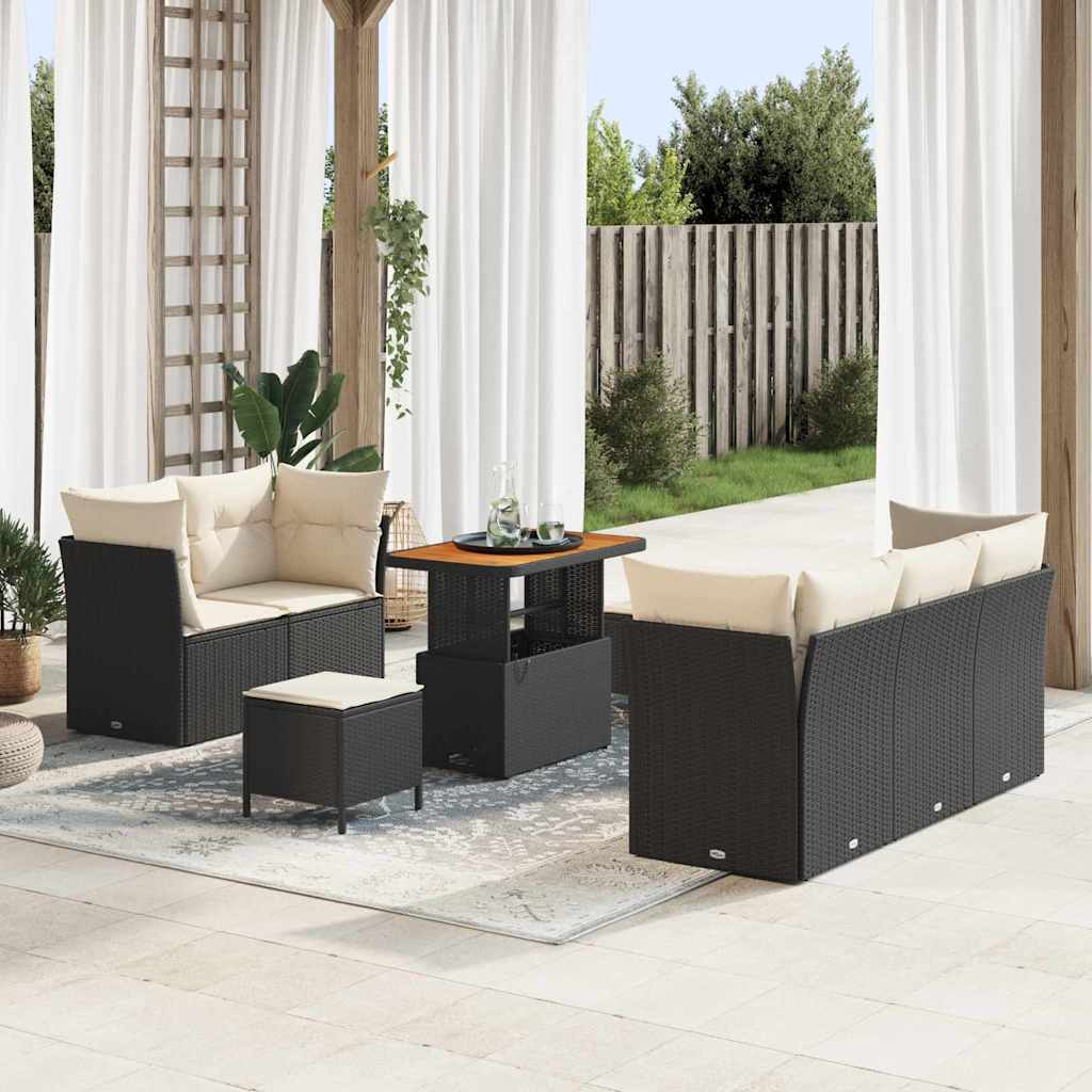 Gartensofa-set 8 stk. Schwarz Poly-Rattan