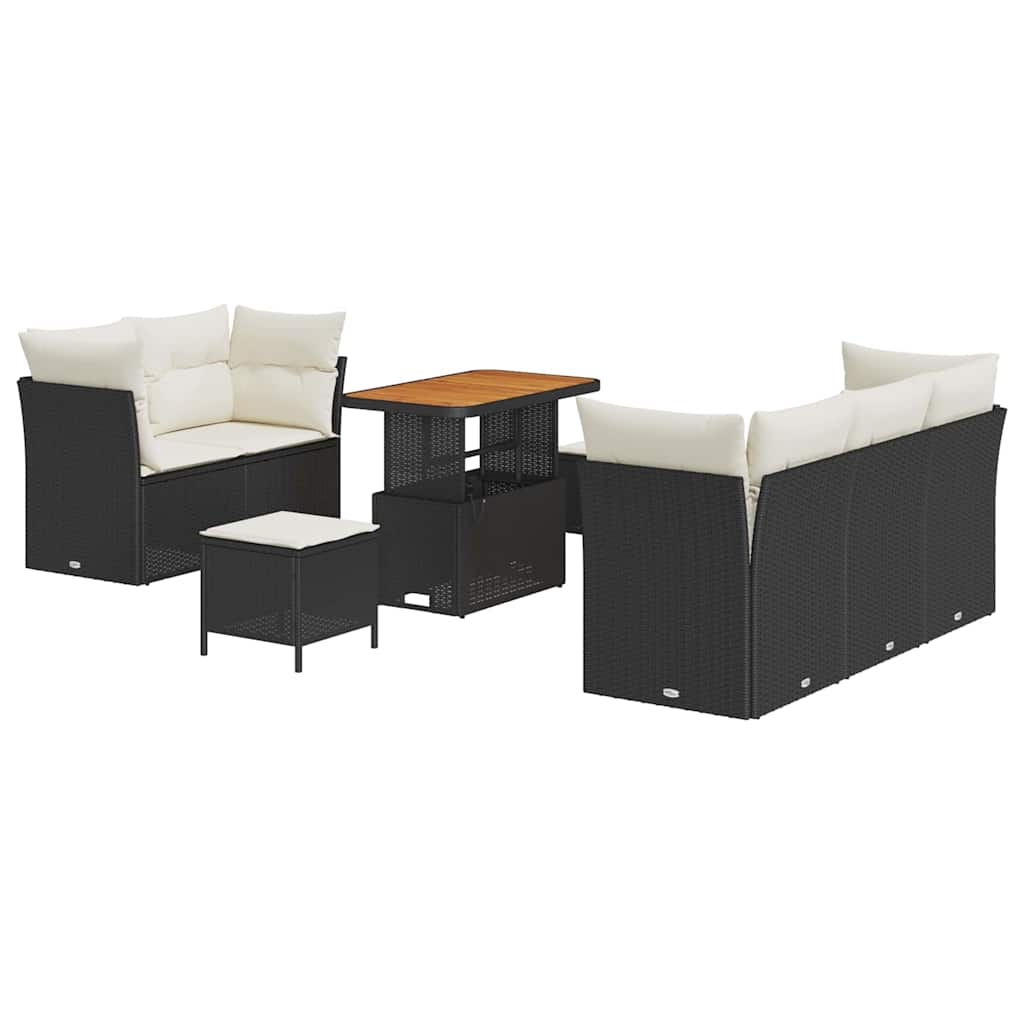 Gartensofa-set 8 stk. Schwarz Poly-Rattan