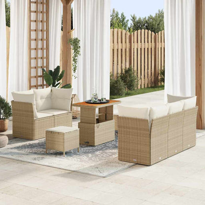 Gartensofa-set 8 stk. Beige Poly-Rattan