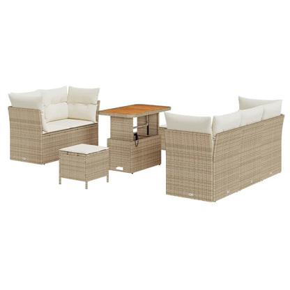 Gartensofa-set 8 stk. Beige Poly-Rattan