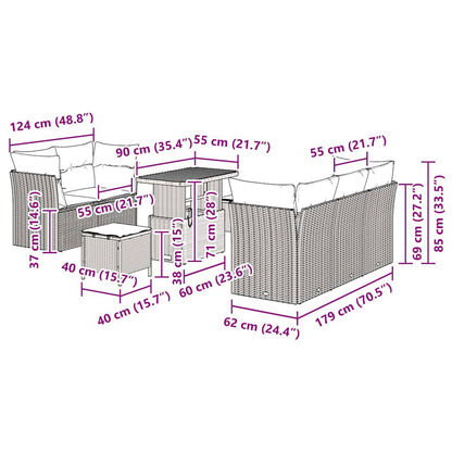 Gartensofa-set 8 stk. Beige Poly-Rattan