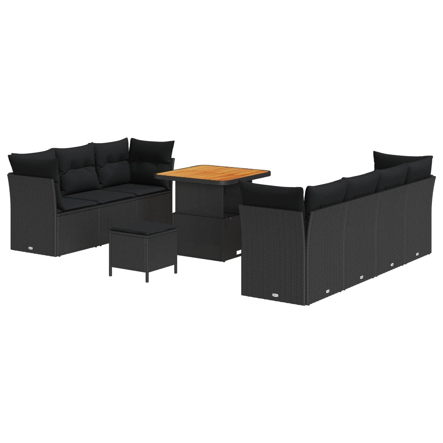 Gartensofa-set 10 stk. Schwarz Poly-Rattan