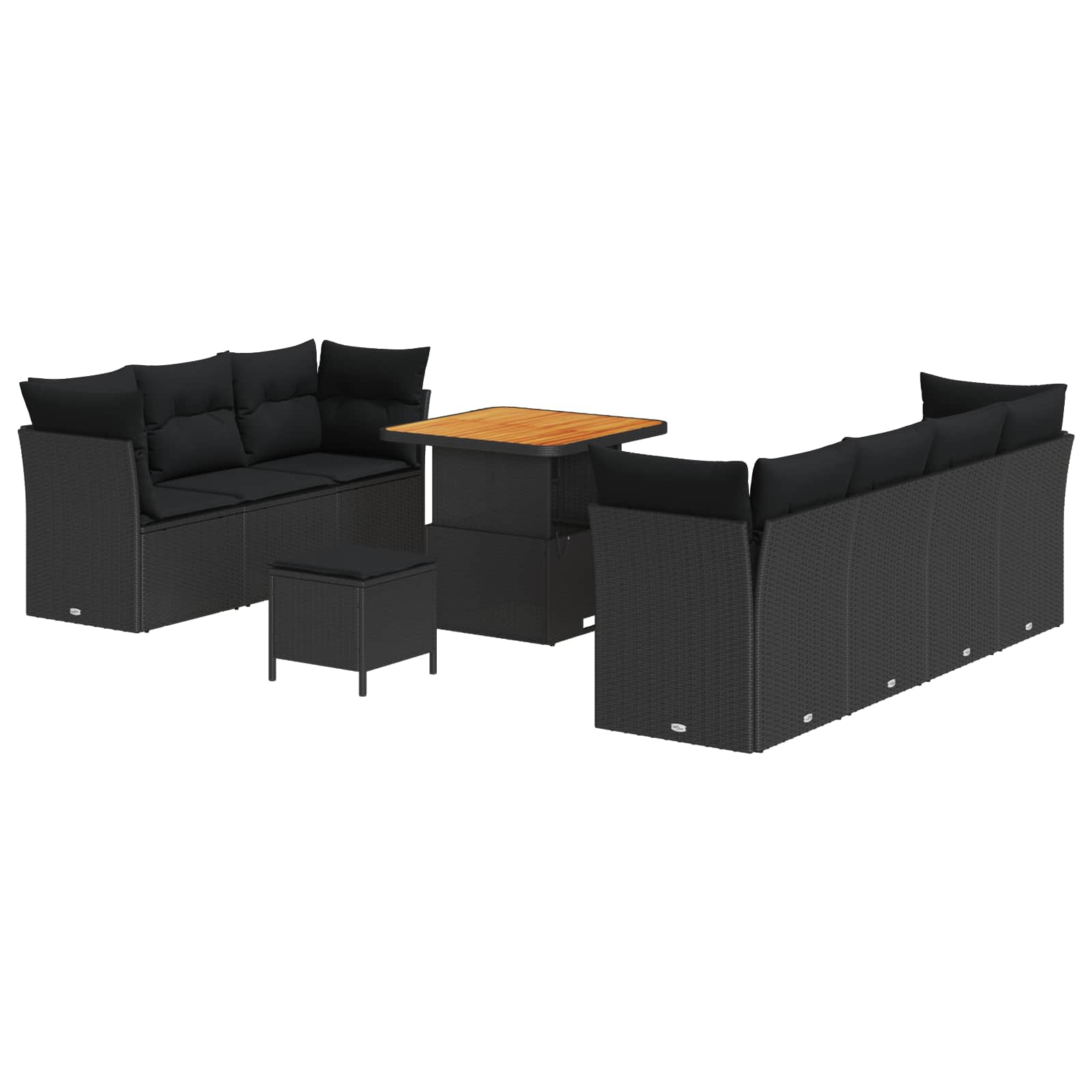 Gartensofa-set 10 stk. Schwarz Poly-Rattan