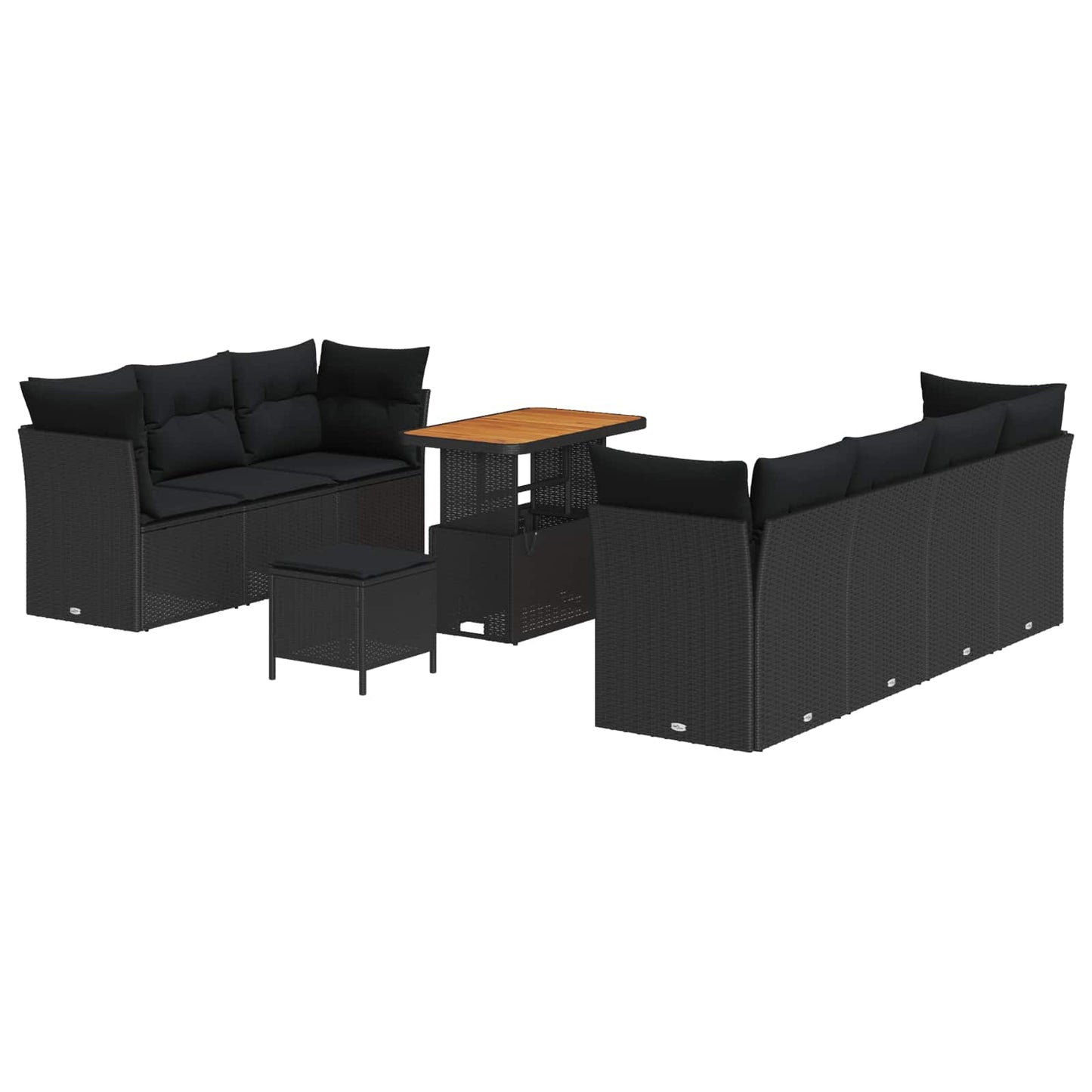 Gartensofa-set 10 stk. Schwarz Poly-Rattan