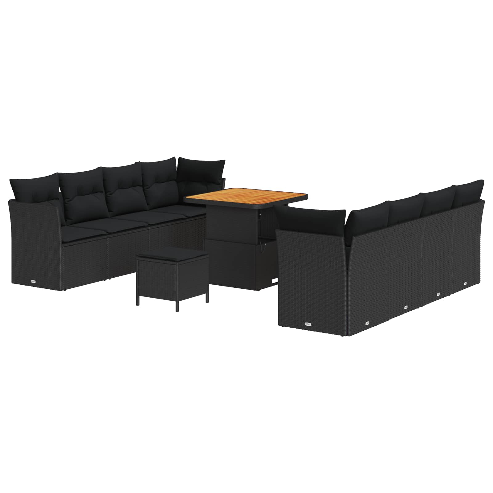Gartensofa-set 11 stk. Schwarz Poly-Rattan