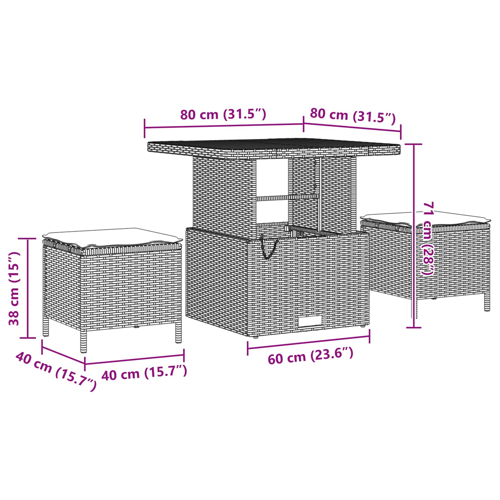 Gartensofa-set 11 stk. Schwarz Poly-Rattan