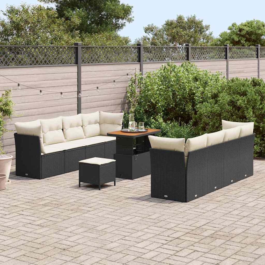 Gartensofa-set 11 stk. Schwarz Poly-Rattan