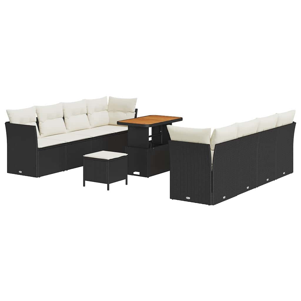 Gartensofa-set 11 stk. Schwarz Poly-Rattan