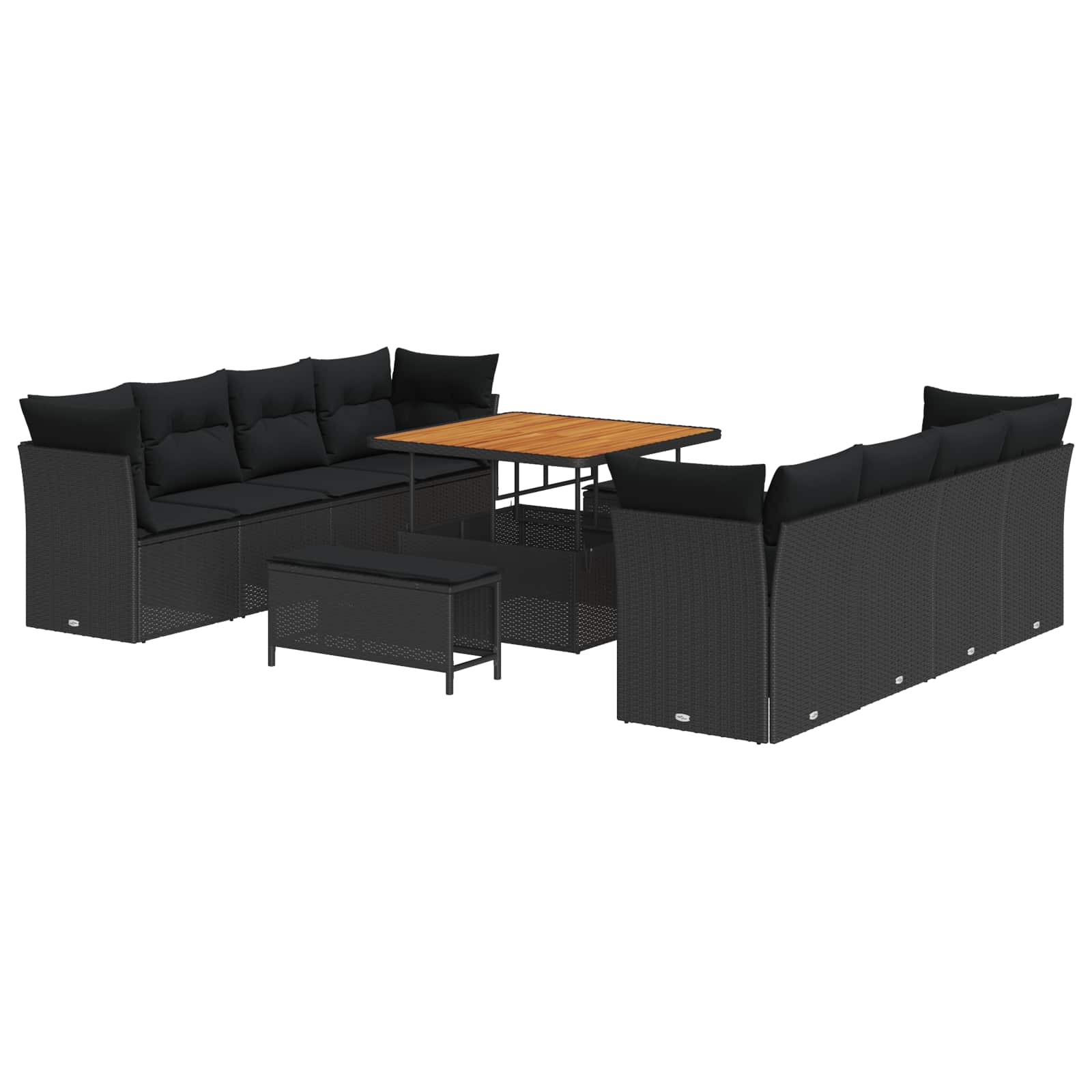 Gartensofa-set 11 Stk. Schwarz Poly-Rattan