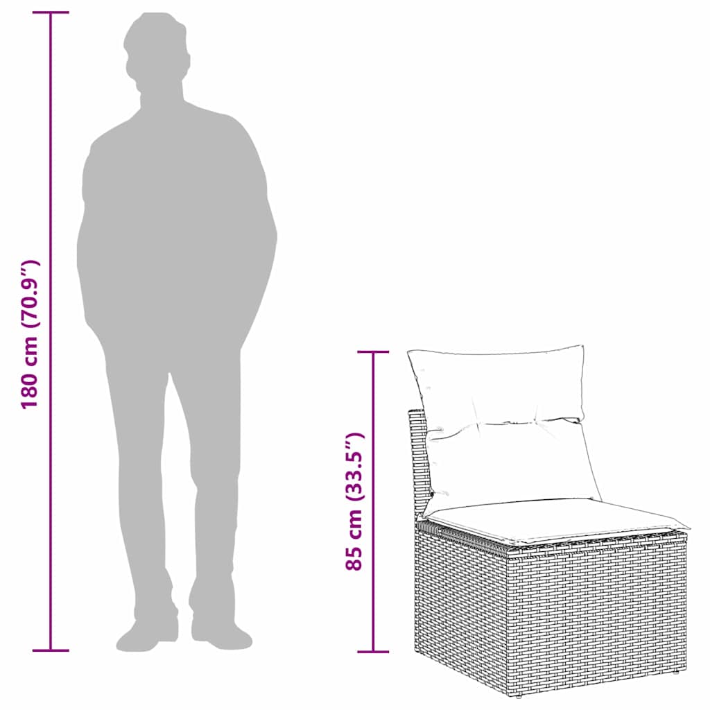 Gartensofa-set 11 stk. Schwarz Poly-Rattan