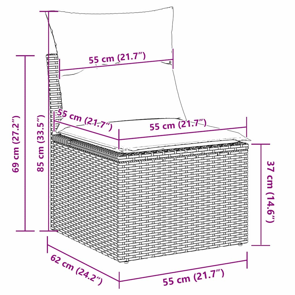 Gartensofa-set 11 stk. Schwarz Poly-Rattan
