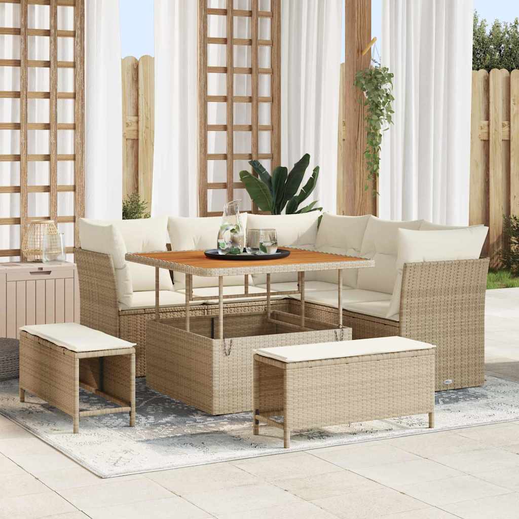 Gartensofa-set 8 stk. Beige Poly-Rattan