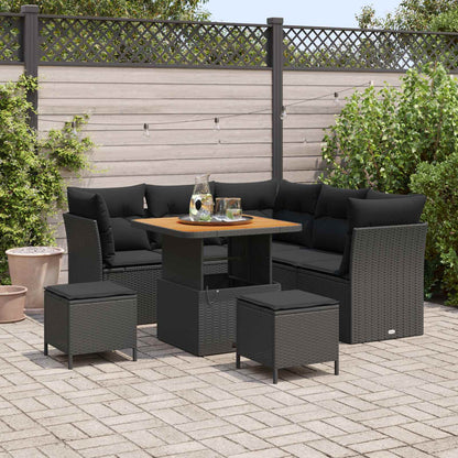 Gartensofa-set 8 stk. Schwarz Poly-Rattan