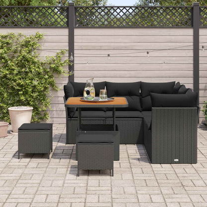 Gartensofa-set 8 stk. Schwarz Poly-Rattan